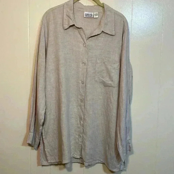 Chico’s Design Vintage 100% Linen Tunic Top in Size 2. (Large/12) - Picture 1 of 13